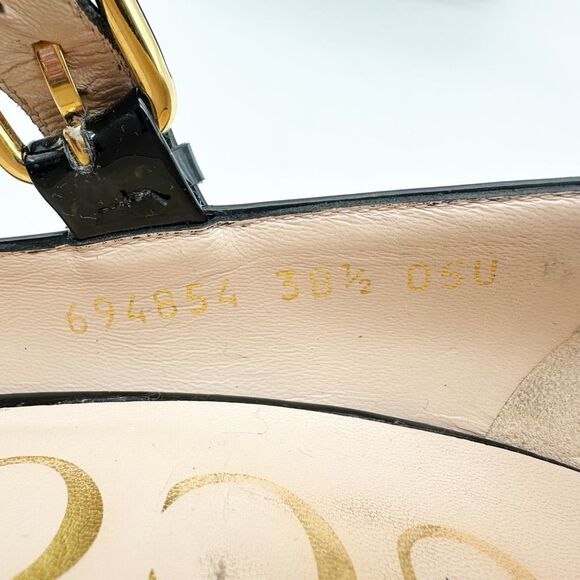 GUCCI Black Baby Bit Horsebit Square Toe Mary Jane Heel Size 38.5 Leather Block - Picture 13 of 13